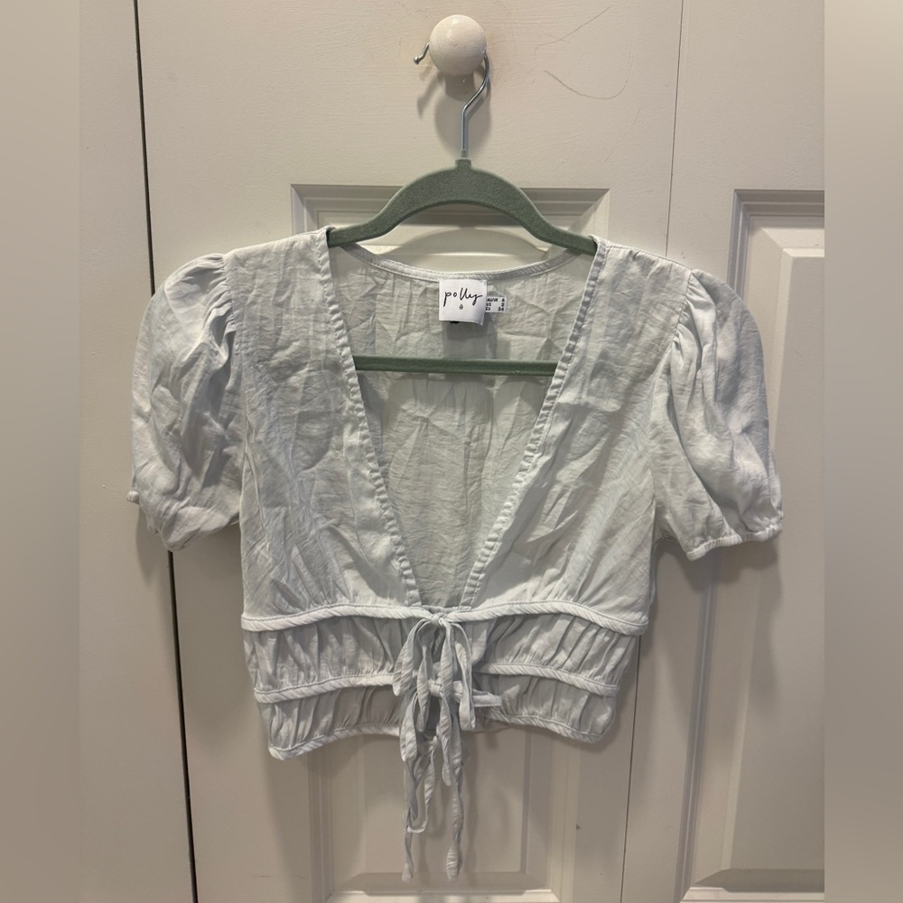 White Tie Up Princess Polly Crop Top size 2
